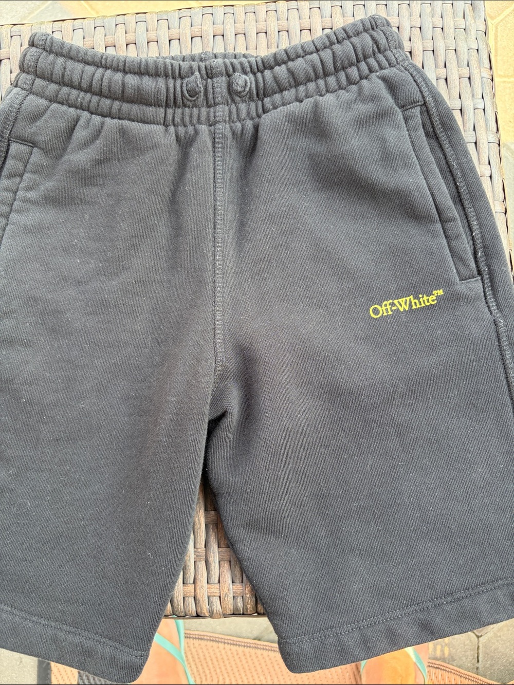 Off-White Kids Black Shorts with Yellow Logo